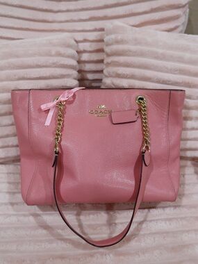 💗 Coach large pink leather tote bag